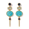 Wedjat Eye Scarab Drop Earrings