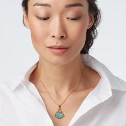 Wedjat Eye Scarab Spinning Pendant Necklace