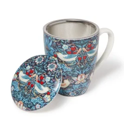 William Morris Strawberry Thief Covered Mug with Tea Infuser